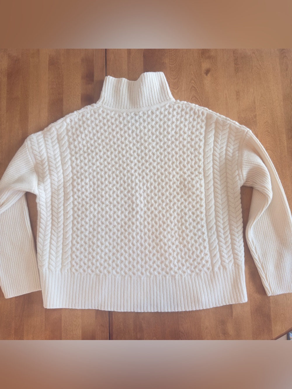 AYR Le Square Cable-Stitch Merino Wool Turtleneck Sweater Cream M - Picture 3 of 10